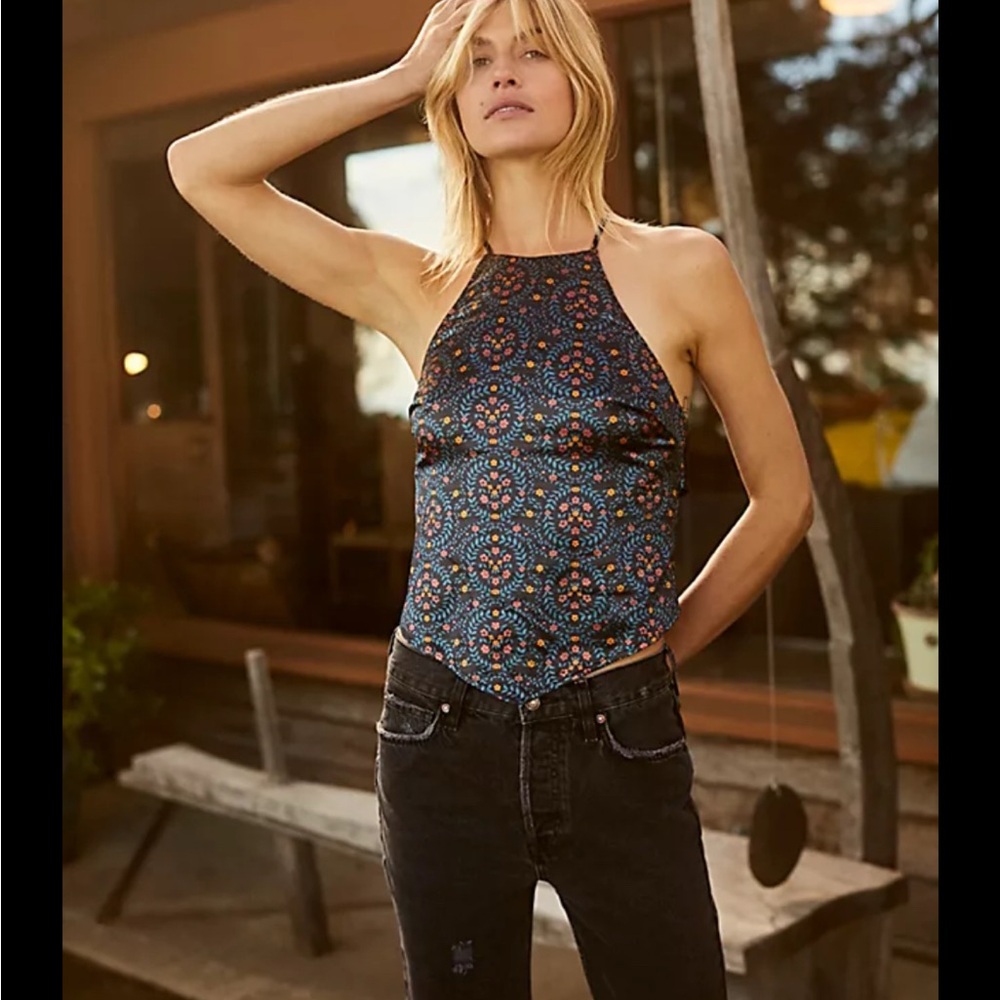 Free people silk blue top